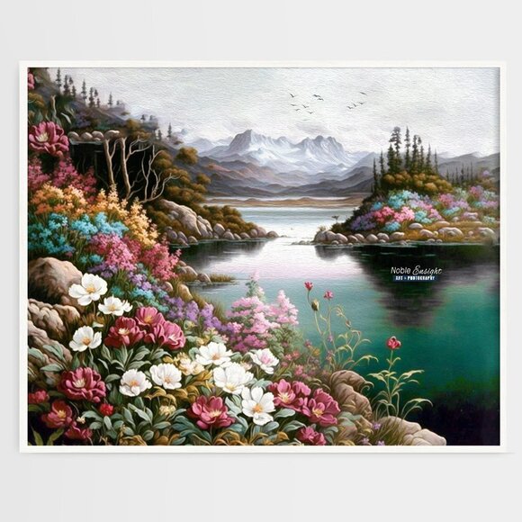 16x20 Floral Landscape Mountains Oil Painting Art‎ Print - Picture 7 of 7